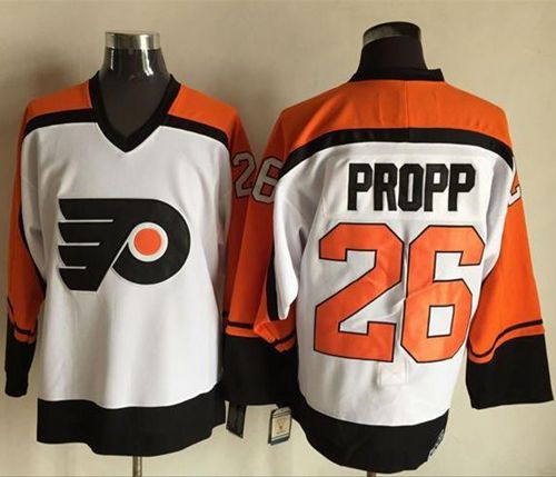 Flyers #26 Brian Propp White/Black CCM Throwback Stitched NHL Jersey - Click Image to Close